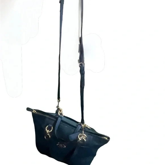 Coach Navy Leather Shoulder Tote with Gold Hardware - Picture 12 of 15